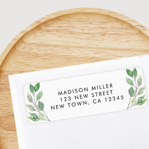 Watercolor Greenery Return Address