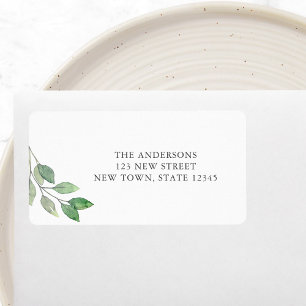 Watercolor Greenery Return Address Label