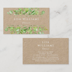 Watercolor Greenery Rustic Business Card