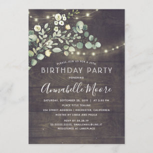 Watercolor Greenery Rustic Country Birthday Party Invitation