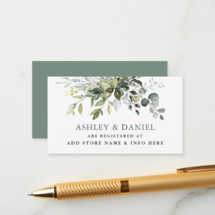 Watercolor Greenery Sage Green Wedding Registry Enclosure Card