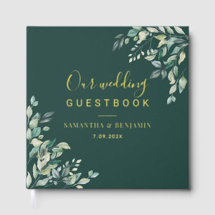Watercolor Greenery Script Wedding Guest Book