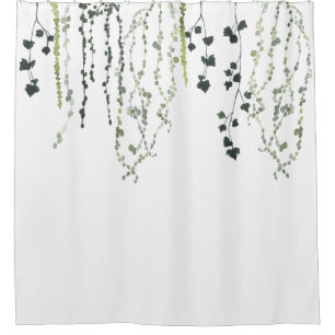 watercolor greenery shower curtain
