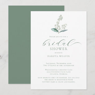 Watercolor Greenery Simple Bridal Shower Invitation