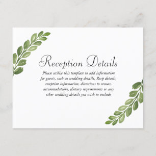 Watercolor Greenery Spring Wedding Details Enclosure Card