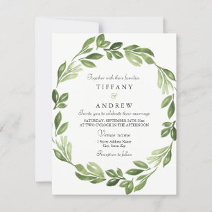 Watercolor Greenery Spring Wedding Invite