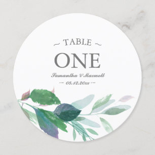 Watercolor Greenery Table Number