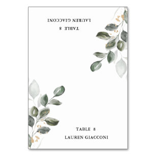 Watercolor Greenery Table Tent Place card