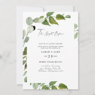 Watercolor Greenery The Night Before  Invitation