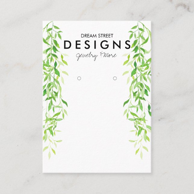 Watercolor Greenery Trendy Earring Display Card (Front)