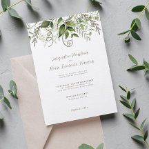 Watercolor Greenery Tropical Leaves Wedding