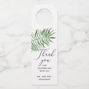 Watercolor greenery tropical wedding thank you bottle tag