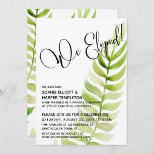 Watercolor Greenery We Eloped! After-Wedding Invitation