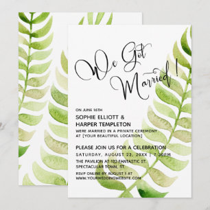Watercolor Greenery We Got Married! Post-Wedding Invitation
