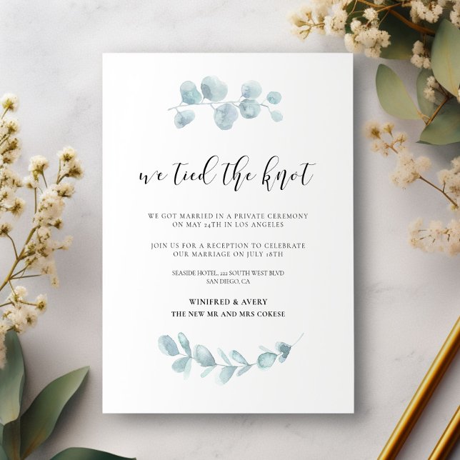 Watercolor greenery We tied the knot announcement Postcard (Creator Uploaded)