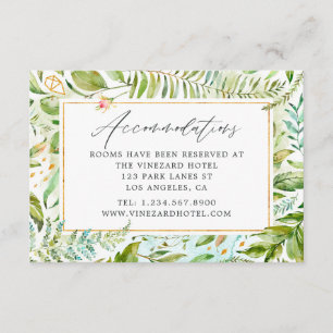 Watercolor Greenery Wedding Accommodations Enclosure Card