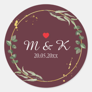 Watercolor Greenery Wedding  Classic Round Sticker