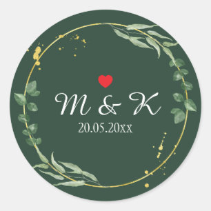 Watercolor Greenery Wedding  Classic Round Sticker