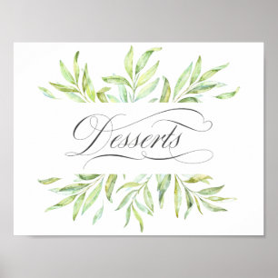 Watercolor Greenery Wedding Desert Signage Poster