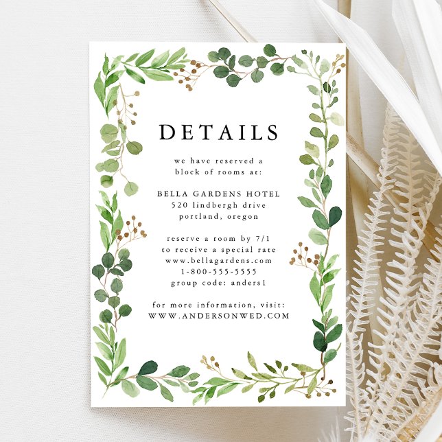 Watercolor Greenery Wedding Details Enclosure Card (Creator Uploaded)
