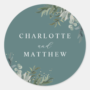 Watercolor Greenery Wedding Envelope Seal