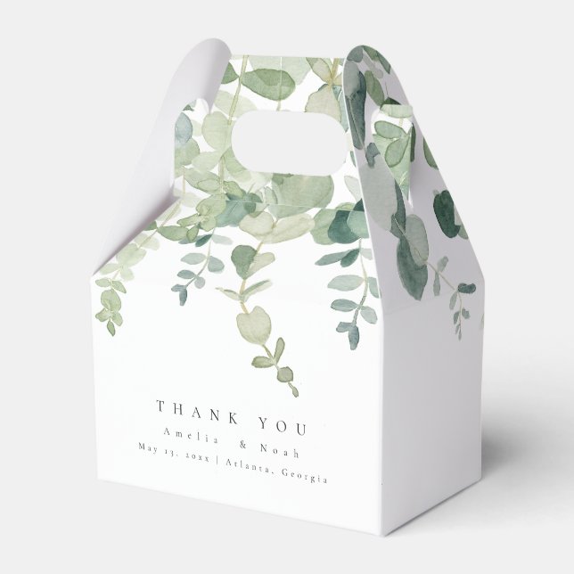 Watercolor Greenery Wedding  Favour Box (Front Side)