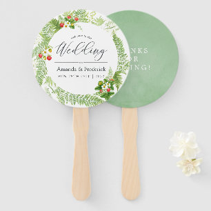Watercolor Greenery Wedding Favour Hand Fan