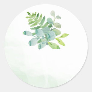 Watercolor Greenery Wedding Favour Stickers