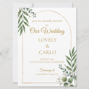 Watercolor Greenery Wedding Invitation