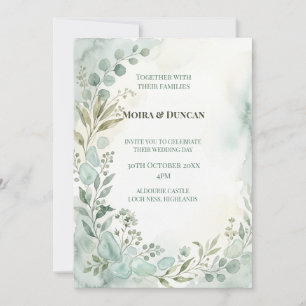 Watercolor Greenery Wedding Invitation