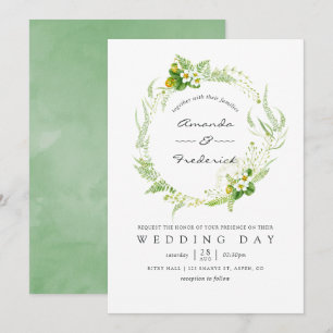 Watercolor Greenery Wedding Invitation