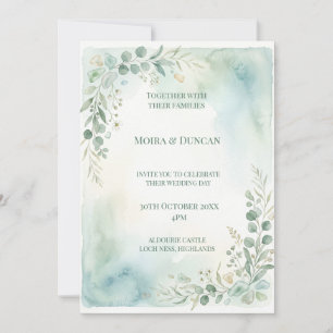 Watercolor Greenery Wedding Invitation