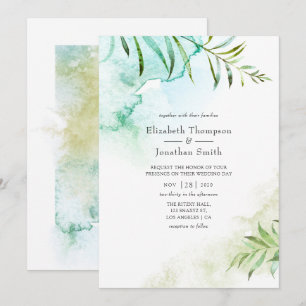 Watercolor Greenery Wedding Invitation