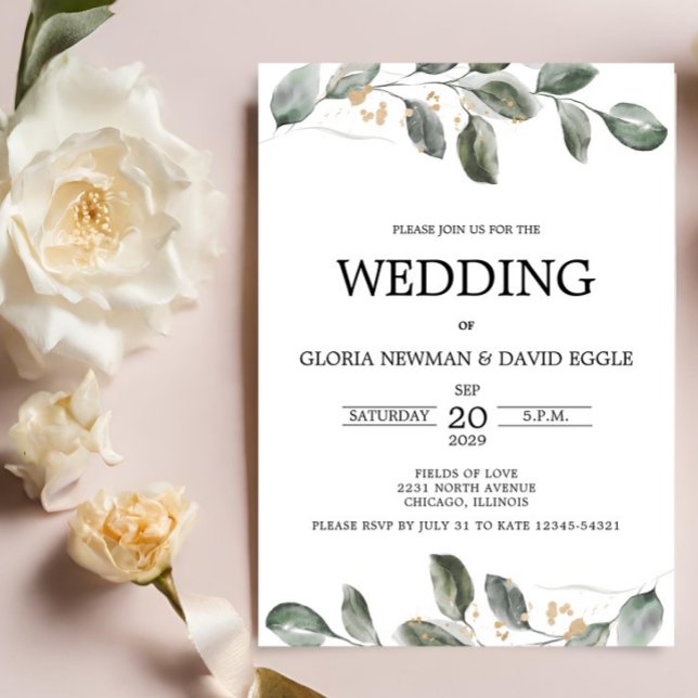 Watercolor Greenery Wedding Invitation (Creator Uploaded)