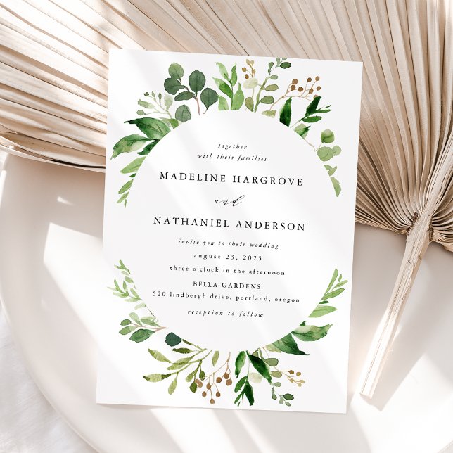 Watercolor Greenery Wedding Invitation (Creator Uploaded)