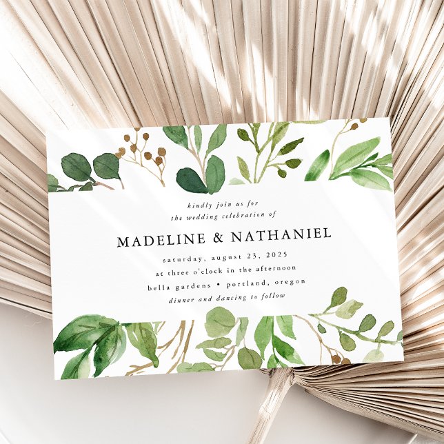 Watercolor Greenery | Wedding Invitation (Creator Uploaded)