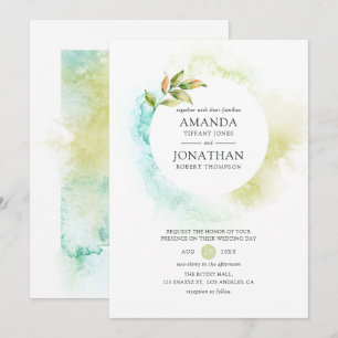 Watercolor Greenery Wedding Invitation