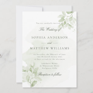 Watercolor Greenery Wedding Invitation
