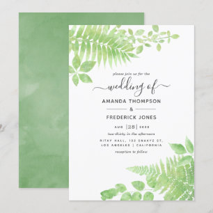 Watercolor Greenery Wedding Invitation