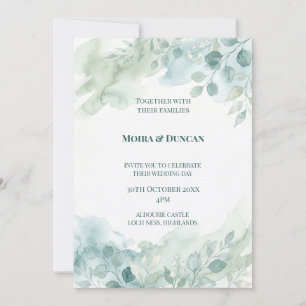 Watercolor Greenery Wedding Invitation
