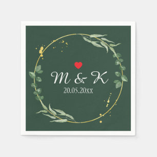 Watercolor Greenery Wedding  Napkin
