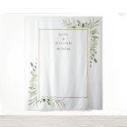 Watercolor Greenery Wedding Photo Booth Backdrop