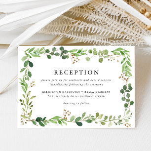 Watercolor Greenery Wedding Reception Card