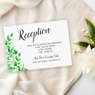 Watercolor Greenery Wedding Reception Enclosure Card