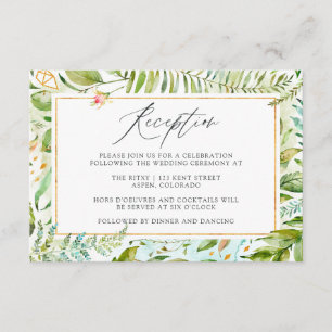 Watercolor Greenery Wedding Reception Enclosure Card