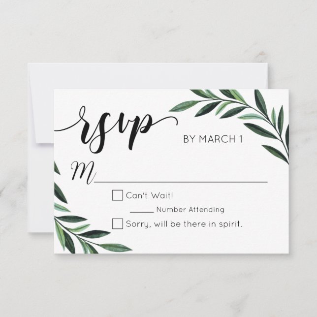 Watercolor Greenery Wedding RSVP (Front)