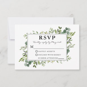 Watercolor Greenery Wedding RSVP Card