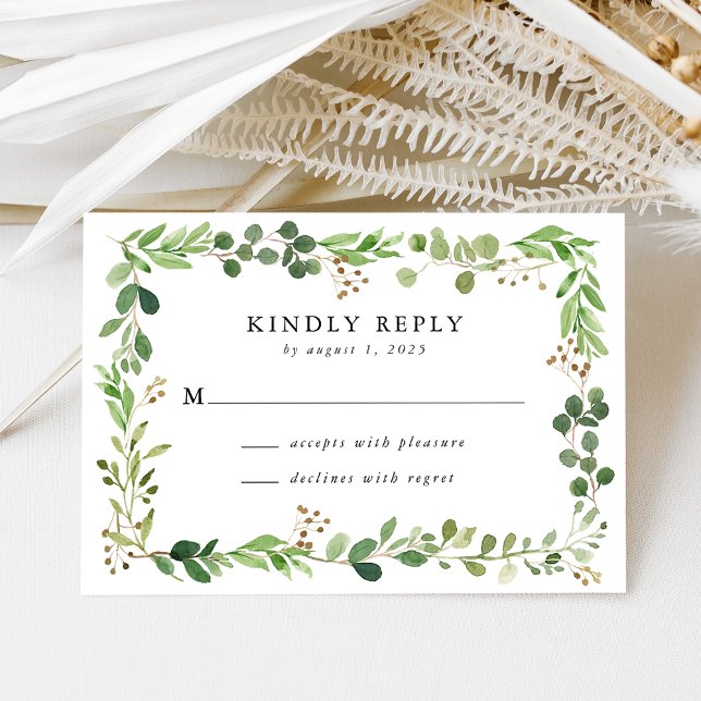 Watercolor Greenery | Wedding RSVP Card (Creator Uploaded)