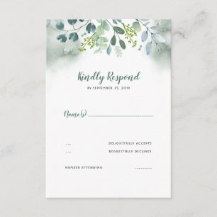 Watercolor Greenery Wedding RSVP Card