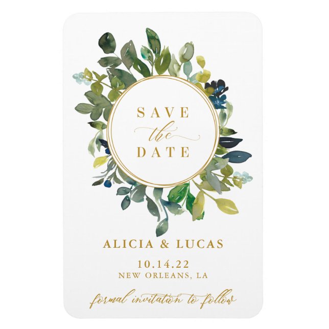 Watercolor Greenery Wedding Save the Date Invitati Magnet (Vertical)
